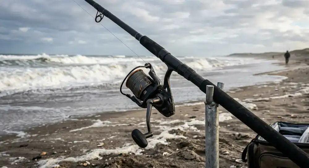 Heavy surfcasting rod and large reel