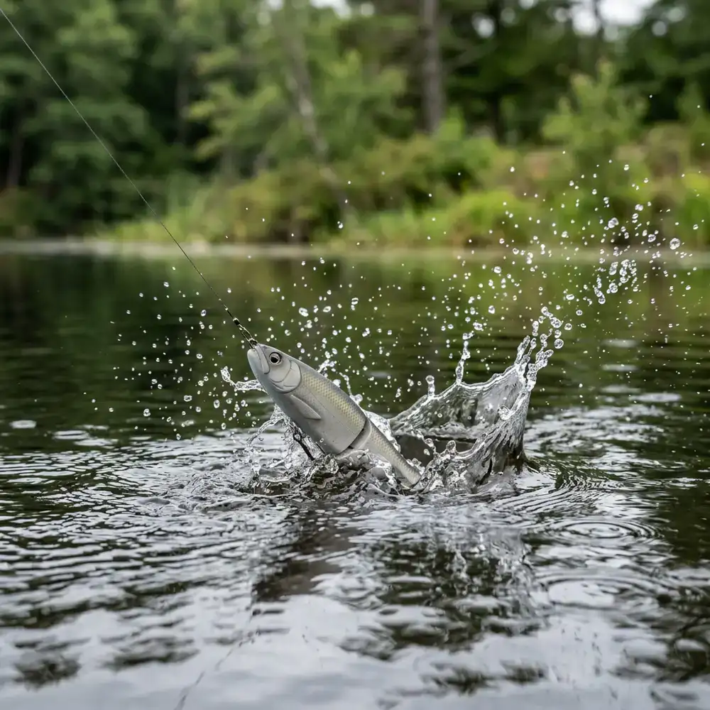 Lure making a splash on the water surface